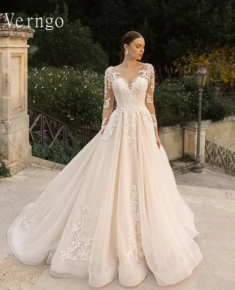 Verngo 2021 New Vintage Lace Applique Wedding Dress Sheer Long Sleeves Tulle A Line Pricess Bride Gowns Buttons Back Custom
Verngo 2021 New Vintage Lace Applique Wedding Dress Sheer Long Sleeves Tulle A Line Pricess Bride Gowns Buttons Back Custom