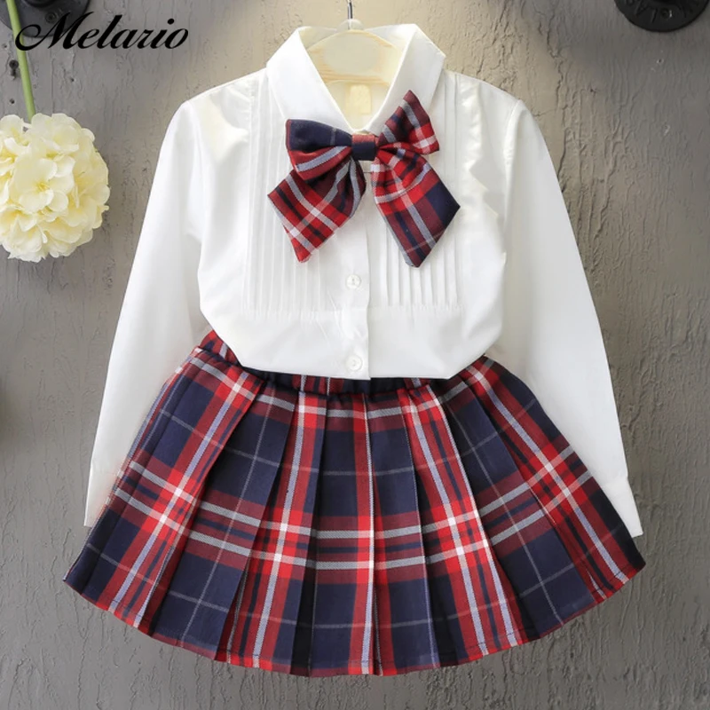 College Style Spring Kids Baby Girl Clothes Long Sleeve T-shirt Grid Skirt Bowknot Casual 3PCS Suits Student Girls Clothing Sets 
College Style Spring Kids Baby Girl Clothes Long Sleeve T-shirt Grid Skirt Bowknot Casual 3PCS Suits Student Girls Clothing Sets