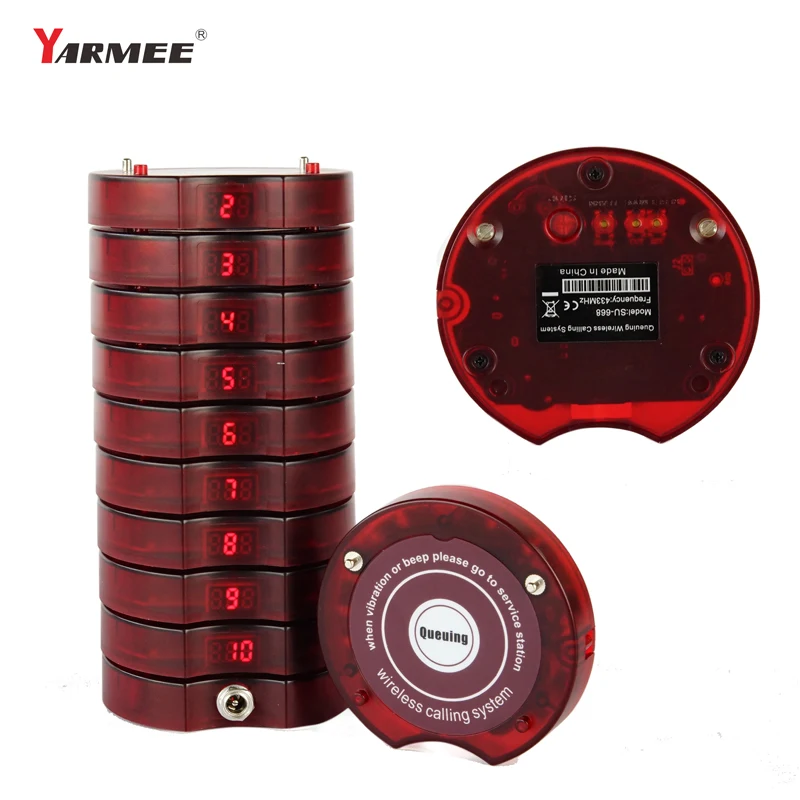 YARMEE restaurant pager 999 channels wireless queuing calling equipment system wireless calling system 10pcs coasters
YARMEE restaurant pager 999 channels wireless queuing calling equipment system wireless calling system 10pcs coasters