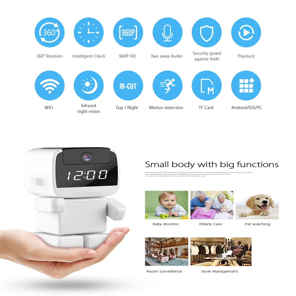 WiFi Space Robot Camera HD 960P WiFi Home Security IP Camera 1.3MP Baby Monitor Support Two-Way Audio Night Vision Phone Control
WiFi Space Robot Camera HD 960P WiFi Home Security IP Camera 1.3MP Baby Monitor Support Two-Way Audio Night Vision Phone Control