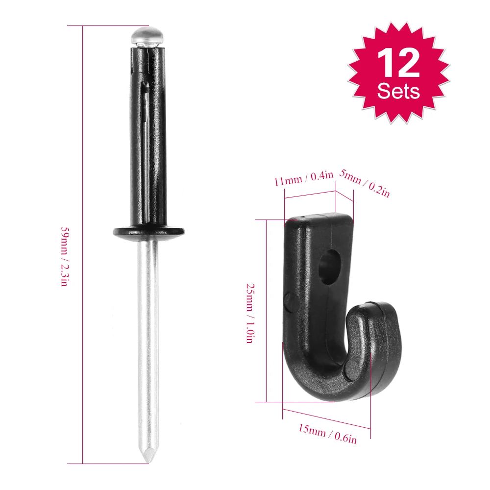 12PCS/set J Hooks Lashing Hooks Kayak Accessories Bungee Hooks with 12 Rivets for Kayak Canoe Paddle Board Accessories
12PCS/set J Hooks Lashing Hooks Kayak Accessories Bungee Hooks with 12 Rivets for Kayak Canoe Paddle Board Accessories