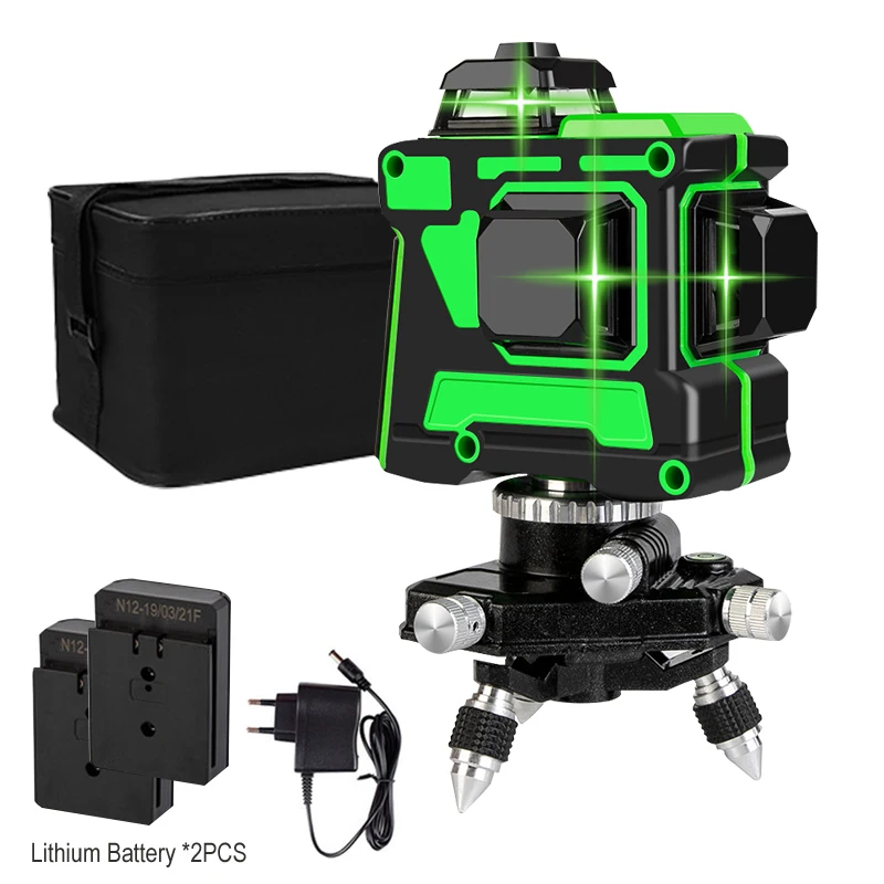 3D Green Laser Level 12 Lines Level Horizontal And Vertical Cross Lines 360 Auto Self-Leveling Green Laser Line Lithium Battery
3D Green Laser Level 12 Lines Level Horizontal And Vertical Cross Lines 360 Auto Self-Leveling Green Laser Line Lithium Battery