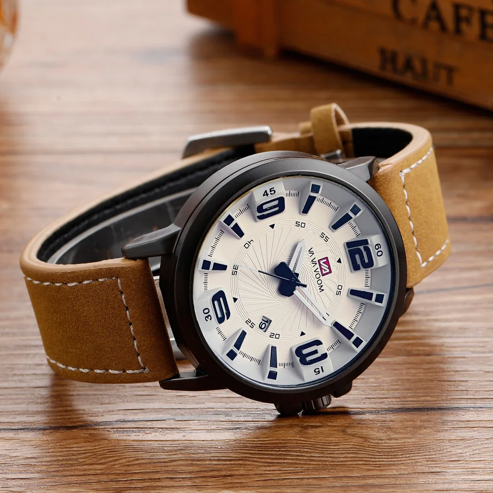 CASUAL SPORTS WATCHES MEN TOP BRAND LUXURY MILITARY LEATHER QUARTZ WRIST WATCH MALE DATE WATERPROOF CLOCK MAN RELOGIO MASCULINO