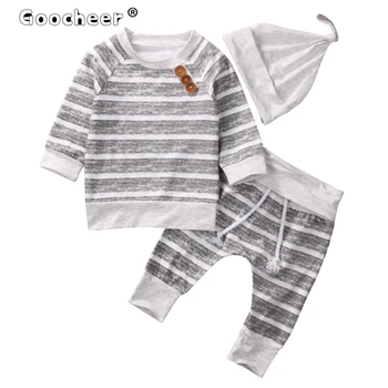 Spring Autumn 3pcs Newborn Kids Baby Boys Girls Clothes Set Long Sleeve Striped T-shirt Tops and Long Pants Hat Outfits
Spring Autumn 3pcs Newborn Kids Baby Boys Girls Clothes Set Long Sleeve Striped T-shirt Tops and Long Pants Hat Outfits