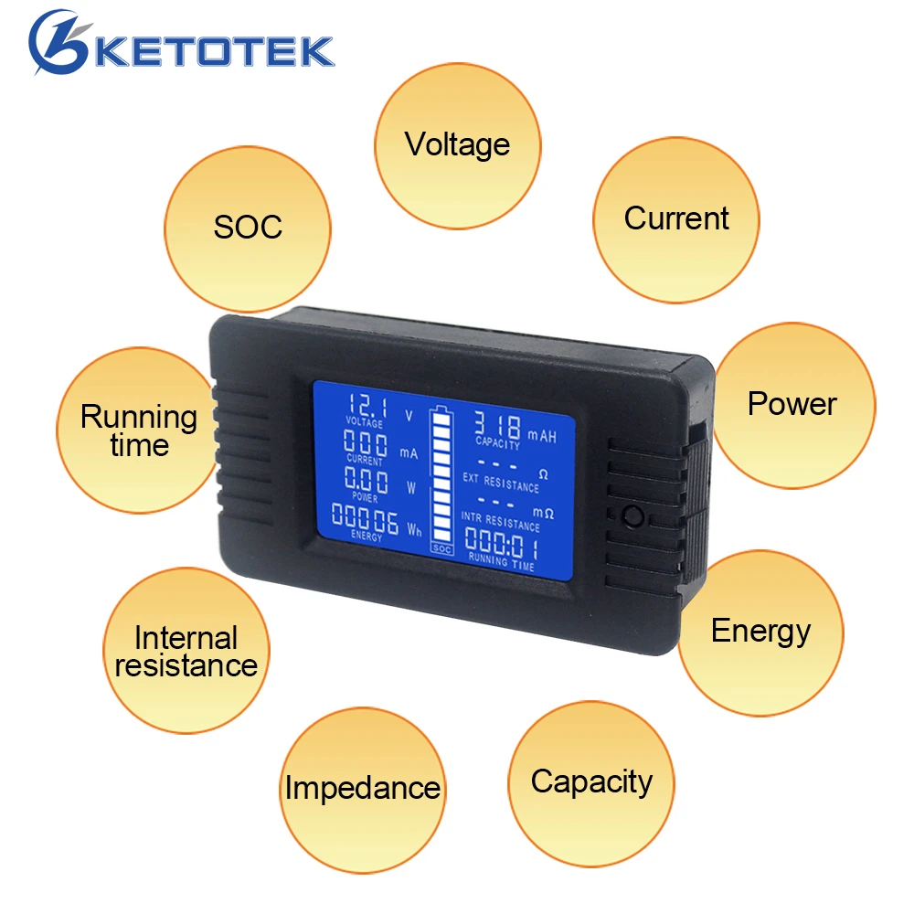 DC Voltmeter Ammeter 0-200V 10A/50A/100A/200A/300A Power Energy Meter Inpedance Capacity Running Time SOC Monitor
DC Voltmeter Ammeter 0-200V 10A/50A/100A/200A/300A Power Energy Meter Inpedance Capacity Running Time SOC Monitor