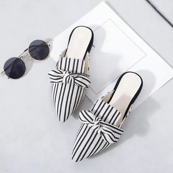 Women's Slippers Ladies Elegant Pointed Toe Shoes Woman Bowtie Stripes Low Heels Women Fashion Female Mules Summer 2020 New
Women's Slippers Ladies Elegant Pointed Toe Shoes Woman Bowtie Stripes Low Heels Women Fashion Female Mules Summer 2020 New
