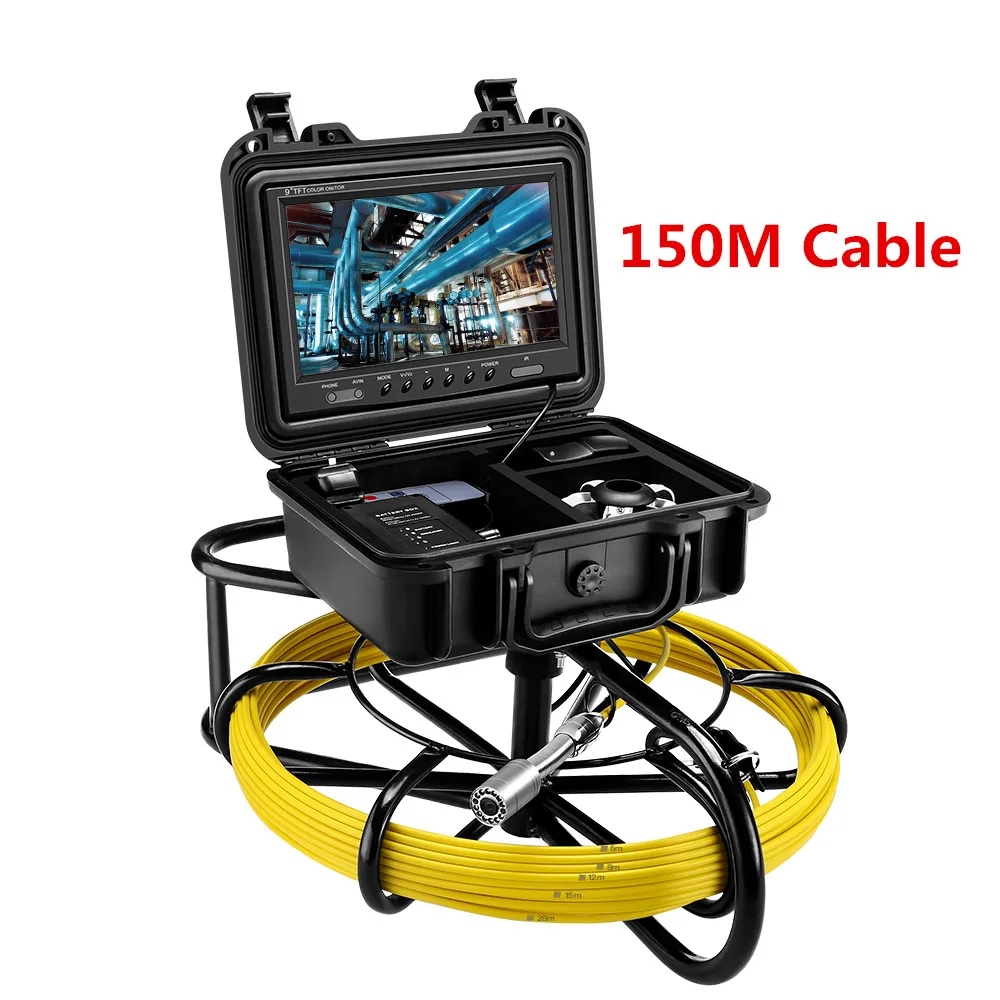 Eyoyo Pie Pipeline Endoscope Inspection Video Camera 150M Industrial Sewer Drain 9 Inch LCD Drain Sewer Endoscope Inspector