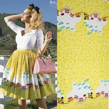 Clothing fabric printing yellow small train handmade diy cotton fabric high density satin fabric
Clothing fabric printing yellow small train handmade diy cotton fabric high density satin fabric