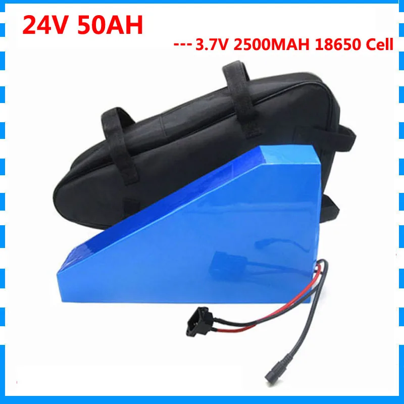High capacity 1000W 24V 50AH lithium ion battery pack 24V triangle battery with bag use 2500mah 18650 cell 50A BMS 5A Charger
High capacity 1000W 24V 50AH lithium ion battery pack 24V triangle battery with bag use 2500mah 18650 cell 50A BMS 5A Charger