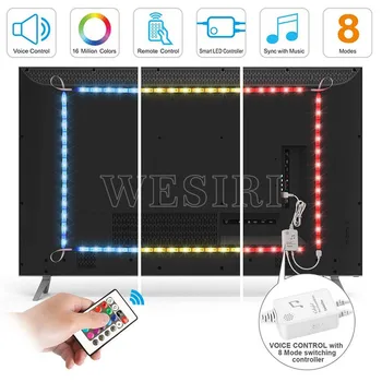 

LED TV Backlight 3M/9.84ft 5050 RGB LED Lights Strips For 30 To 60 IN HDTV Bias Lighting with USB Music Remote Controller