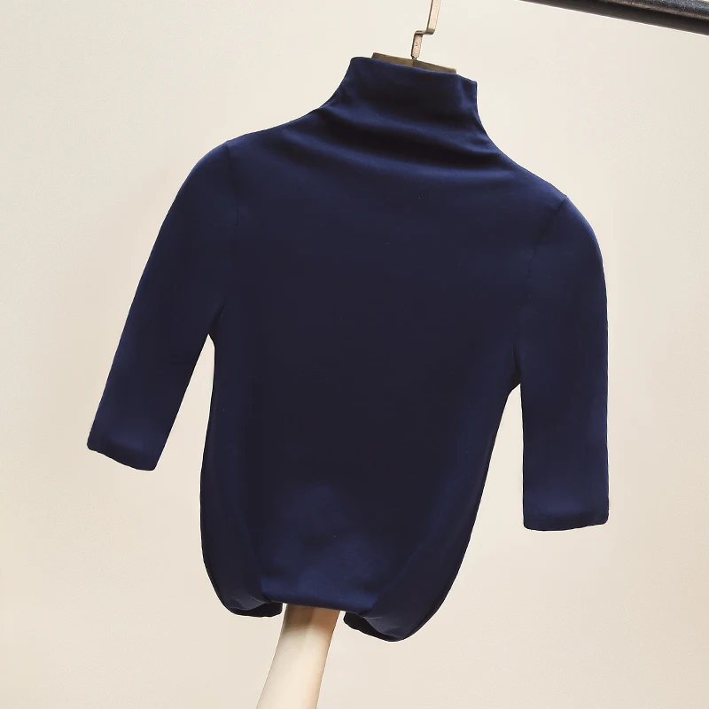 Half Turtleneck Knit Shirt Middle Sleeve T-shirt Women's Early Autumn Spring Slim Five Sleeve Black Tshirt Women T Shirts Top
Half Turtleneck Knit Shirt Middle Sleeve T-shirt Women's Early Autumn Spring Slim Five Sleeve Black Tshirt Women T Shirts Top