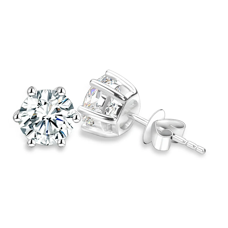 925 Silver Classic Six Claws 0.5 Carat 1ct Round Brilliant Cut Moissanites Diamond Stud Earrings For Women Jewelry
925 Silver Classic Six Claws 0.5 Carat 1ct Round Brilliant Cut Moissanites Diamond Stud Earrings For Women Jewelry