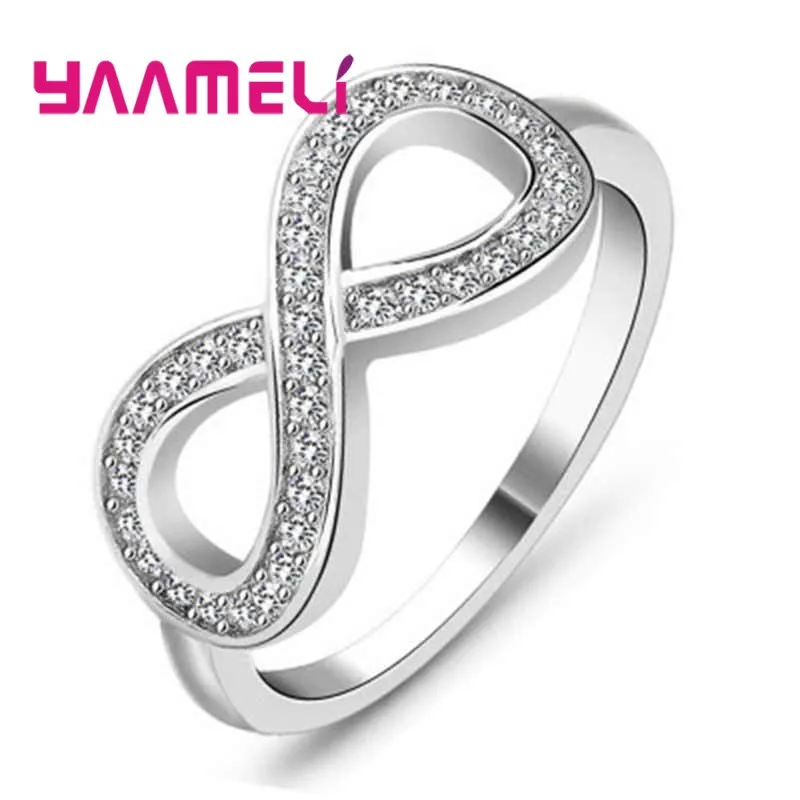 Роскошные однотонные серебряные кольца для женщин с вырезами номер 8