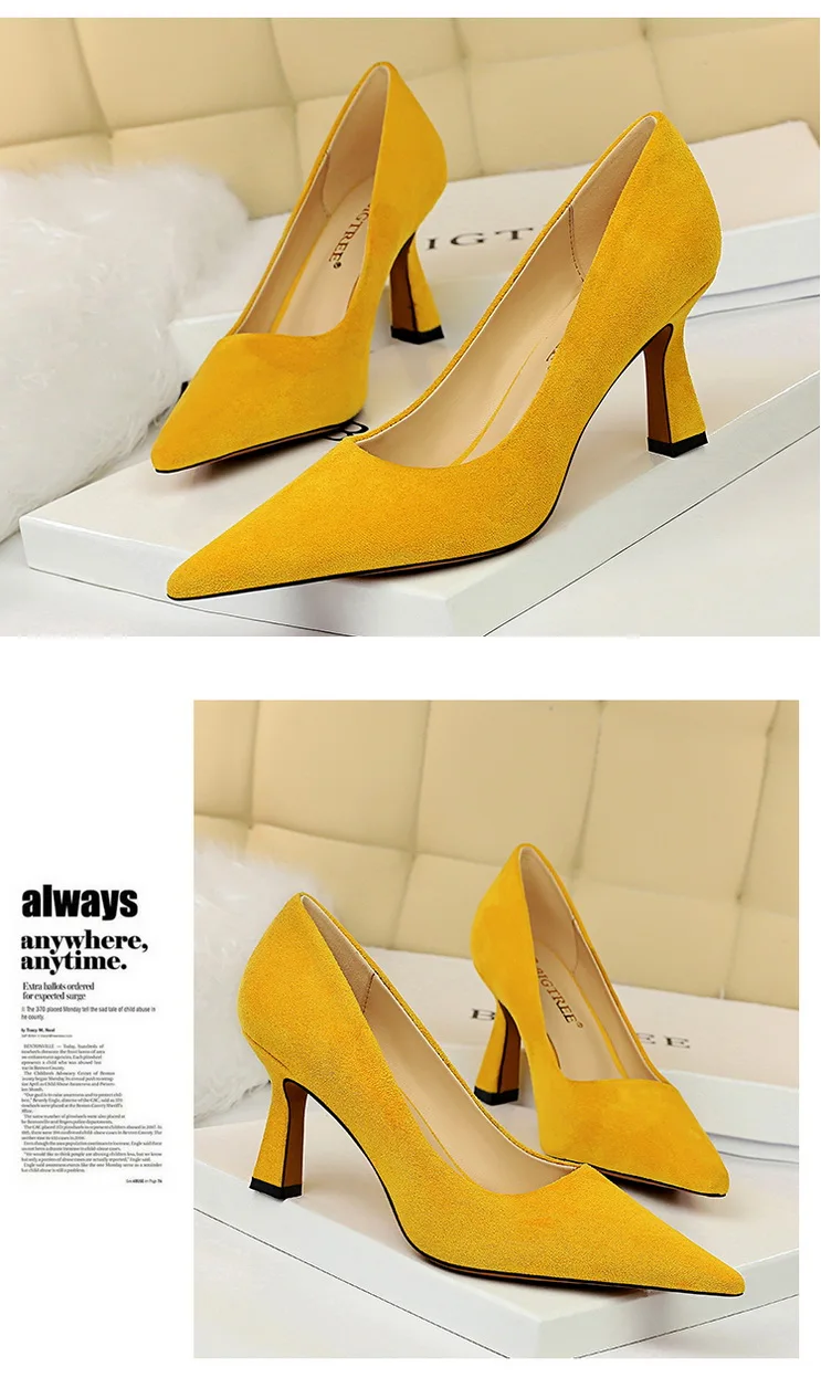 High Heels shoes Women pointed toe pumps flock shallow office pump casual Slip on Slides big size zapatos mujer high quality High Heels shoes Women pointed toe pumps flock shallow office pump casual Slip on Slides big size zapatos mujer high quality