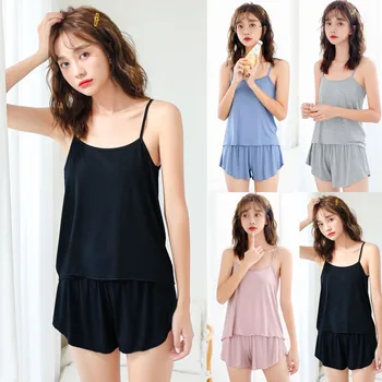 Pijamas Women Sleepwear Lingerie Women Sleepwear Sets Summer Sexy Sleeveless Sling Pajamas Sets With Shorts Home Pijama Mujer
Pijamas Women Sleepwear Lingerie Women Sleepwear Sets Summer Sexy Sleeveless Sling Pajamas Sets With Shorts Home Pijama Mujer