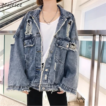 Jackets Women Denim Hole Streetwear Pockets Harajuku All-match Casual Womens Outwear BF Loose Student Jacket Female Chic Fashion
Jackets Women Denim Hole Streetwear Pockets Harajuku All-match Casual Womens Outwear BF Loose Student Jacket Female Chic Fashion