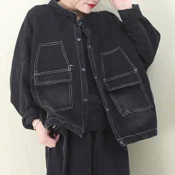 Spring Coat 2020 New Korean Style Loose Oversize Line Crimping Pockets Vintage Denim Short Jacket Women With Big Pockets R485
Spring Coat 2020 New Korean Style Loose Oversize Line Crimping Pockets Vintage Denim Short Jacket Women With Big Pockets R485