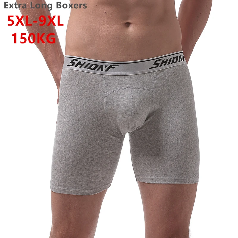 

Extra Long Men Plus Size Underwear Black Blue Gray Boxer 8XL 9XL 150KG Cotton Loose Soft Underpants Breathable 7XL Big Shorts