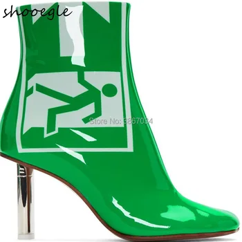 2019 New European And American Round Toe Green Patent Leather Heteromorphic Heel Women's High-heel Boots
2019 New European And American Round Toe Green Patent Leather Heteromorphic Heel Women's High-heel Boots