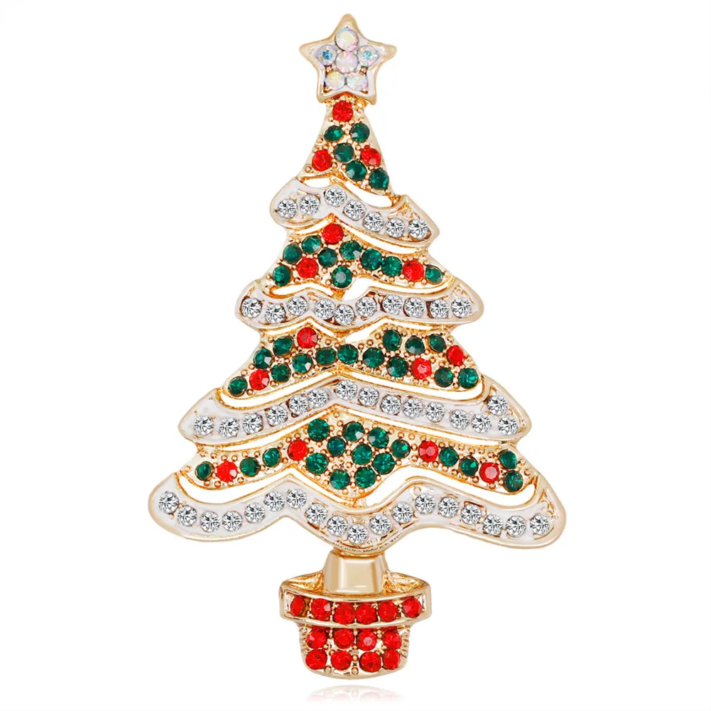 tree brooch pin christmas gifts women men brooches charm crystal