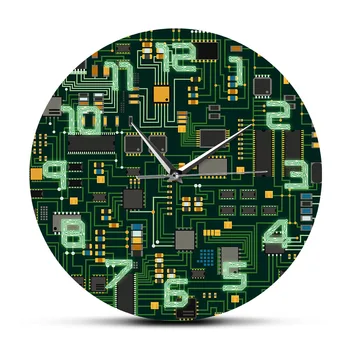 Green PC Circuit Board Silent Wall Clock Watch Computer Electronic Chip Circuit Board Quartz Modern Design Engineer Wall Decor
Green PC Circuit Board Silent Wall Clock Watch Computer Electronic Chip Circuit Board Quartz Modern Design Engineer Wall Decor