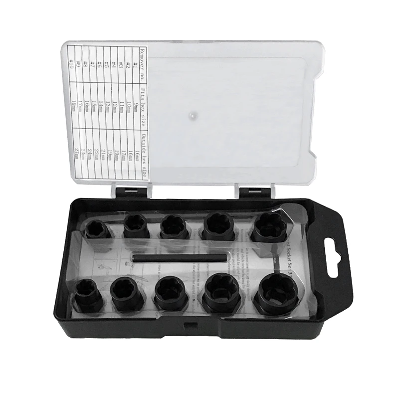 11pcs Damaged Lugs Nut And Lock Remover Twists Socket Set Screw Extractor Tools JDH99
11pcs Damaged Lugs Nut And Lock Remover Twists Socket Set Screw Extractor Tools JDH99