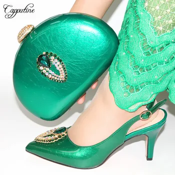 Pretty Green High Heel Lady Shoes And Bag Sets Newest Design Shoes With Handbag CR892, Heel Height 9.3cm 
Pretty Green High Heel Lady Shoes And Bag Sets Newest Design Shoes With Handbag CR892, Heel Height 9.3cm