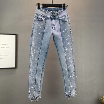 Thin Jeans Women 2020 Summer New European Style Elastic Slim Irregular Denim Pants Hot Drilling Pencil Pants Lady's Jean Jeans
Thin Jeans Women 2020 Summer New European Style Elastic Slim Irregular Denim Pants Hot Drilling Pencil Pants Lady's Jean Jeans