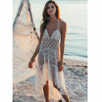 Women Mesh Cover Ups Polka Dot Lace Up Halter Cover Up Dress Beach Bikini Bathing Pareo Ruffle Irregular Cut Wrap Beach Sarong
Women Mesh Cover Ups Polka Dot Lace Up Halter Cover Up Dress Beach Bikini Bathing Pareo Ruffle Irregular Cut Wrap Beach Sarong