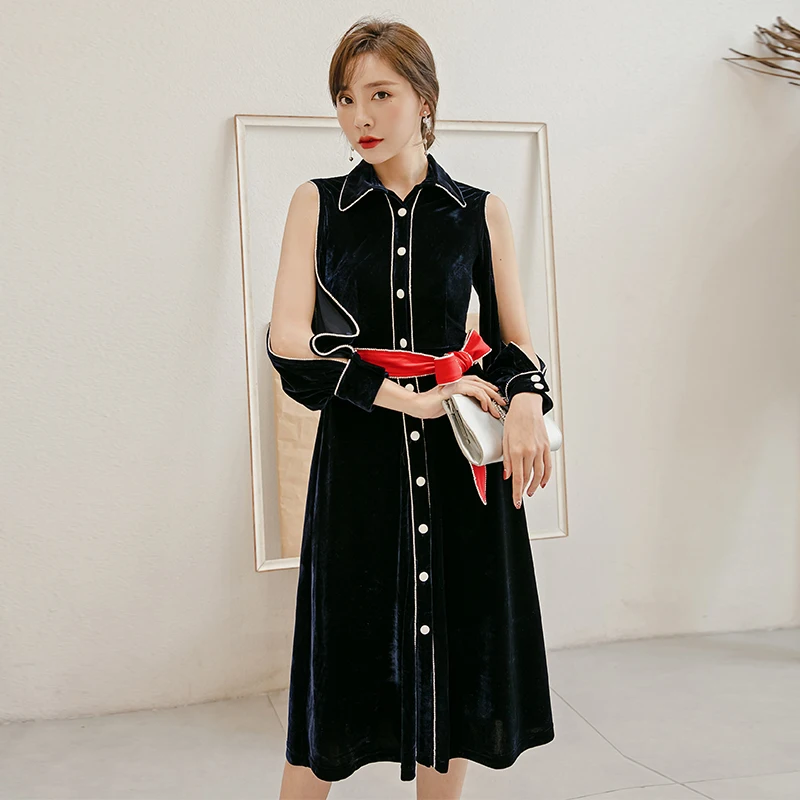 YIGELILA Autumn New Arrivals Vinage Dress Turn-down Collar With Belt Dress A-line Lantern Sleeves Mid-calf Dress 65253
YIGELILA Autumn New Arrivals Vinage Dress Turn-down Collar With Belt Dress A-line Lantern Sleeves Mid-calf Dress 65253