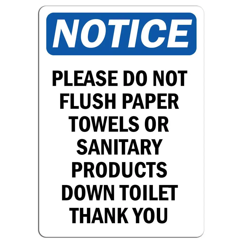 INFO5 Sticker Do Not Flush Sanitary Products Plastic Sign All Sizes 