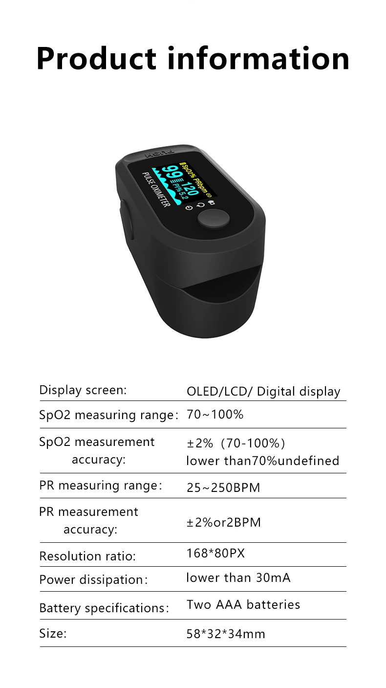 Generic Bluetooth Fingertip Pulse Oximeter Blood Pressure Monitor Spo2
