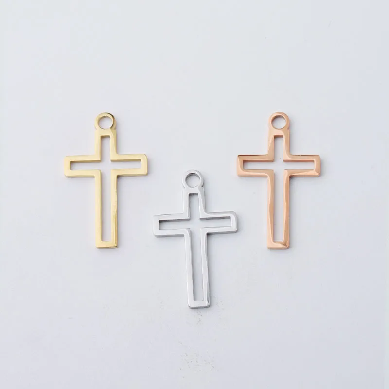 

Fnixtar 20Pcs Hollow Cross Charms Mirror Polish Stainless Steel Charms For DIY Making Necklace Keychain Women's Trend Jewelry