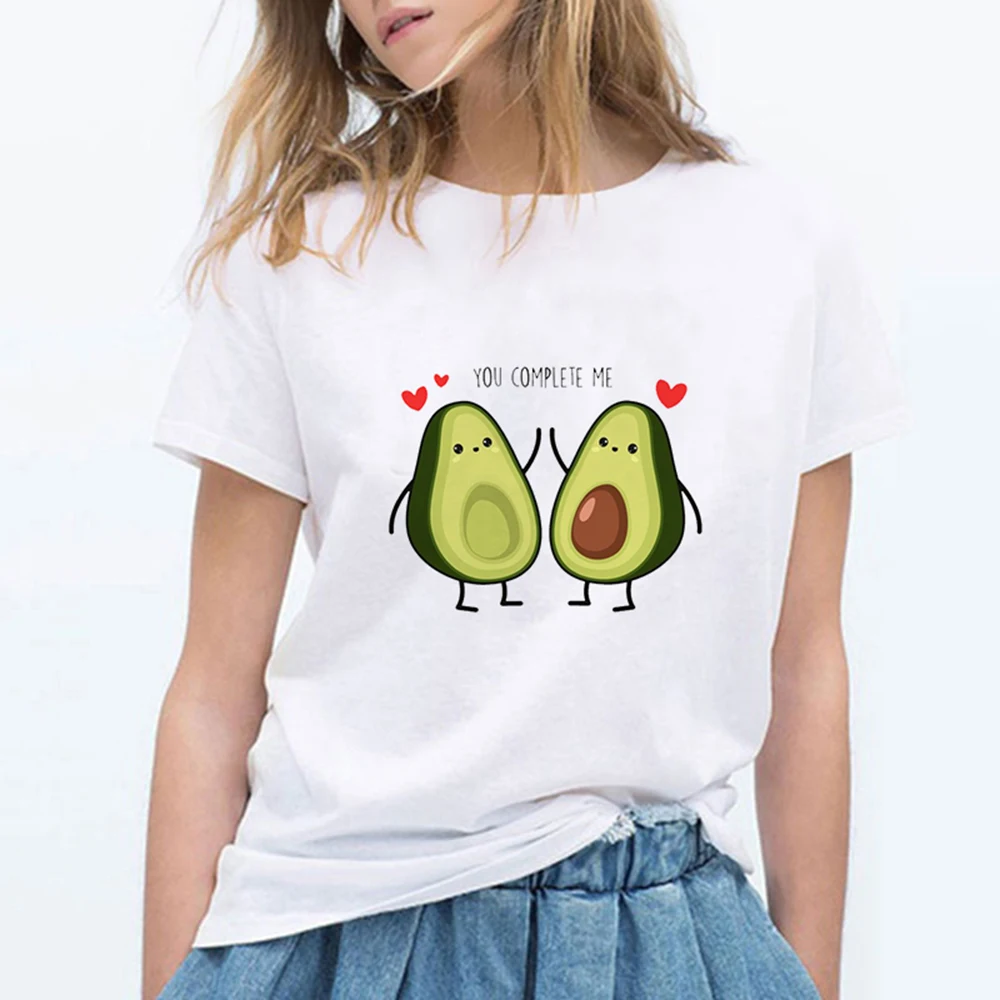 Женские футболки авокадо для винтажные Симпатичные в России Harajuku определено