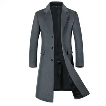 Man Wool Jacket Extra Long High Quality Formal Business Grey Single Breasted Button Male Trench Pockets Overcoat Men Woolen Coat 
Man Wool Jacket Extra Long High Quality Formal Business Grey Single Breasted Button Male Trench Pockets Overcoat Men Woolen Coat
