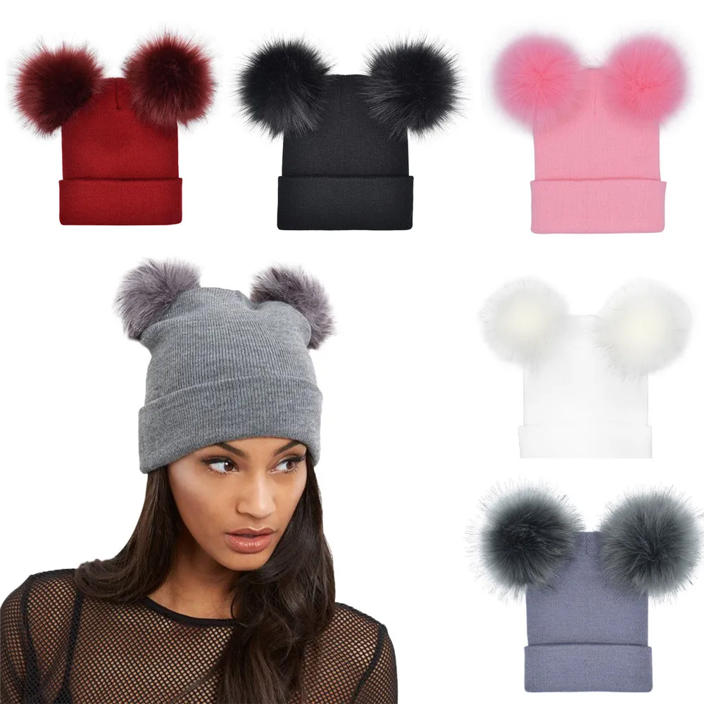 Women Faux Fur Pompom Hat Female Winter Warm Cap Knitted Beanie Girl Double Ball Pom Pom Hats Woman bonnet femme hiver gorro #4
Women Faux Fur Pompom Hat Female Winter Warm Cap Knitted Beanie Girl Double Ball Pom Pom Hats Woman bonnet femme hiver gorro #4