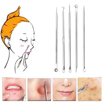 5 Pcs Blackhead Pimple Blemish Comedone Acne Extractor Remover Tool Needles Set
5 Pcs Blackhead Pimple Blemish Comedone Acne Extractor Remover Tool Needles Set