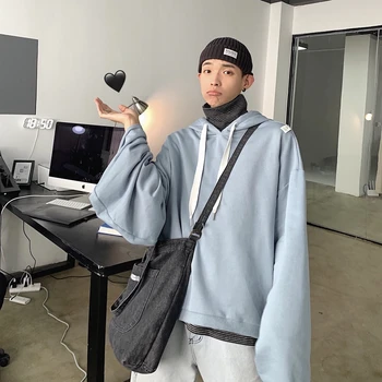 2019 Spring And Autumn Hooded Couple Personality Big Sleeves Loose Solid Color Port Wind Tide Blue Black / Gray M-2XL 
2019 Spring And Autumn Hooded Couple Personality Big Sleeves Loose Solid Color Port Wind Tide Blue Black / Gray M-2XL