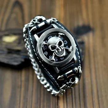 Korean Wave Personality European And American Punk Style Heavy Metal Skull Rivet Watch Tide Skull Leather Pin Buckle Punk Watch
Korean Wave Personality European And American Punk Style Heavy Metal Skull Rivet Watch Tide Skull Leather Pin Buckle Punk Watch