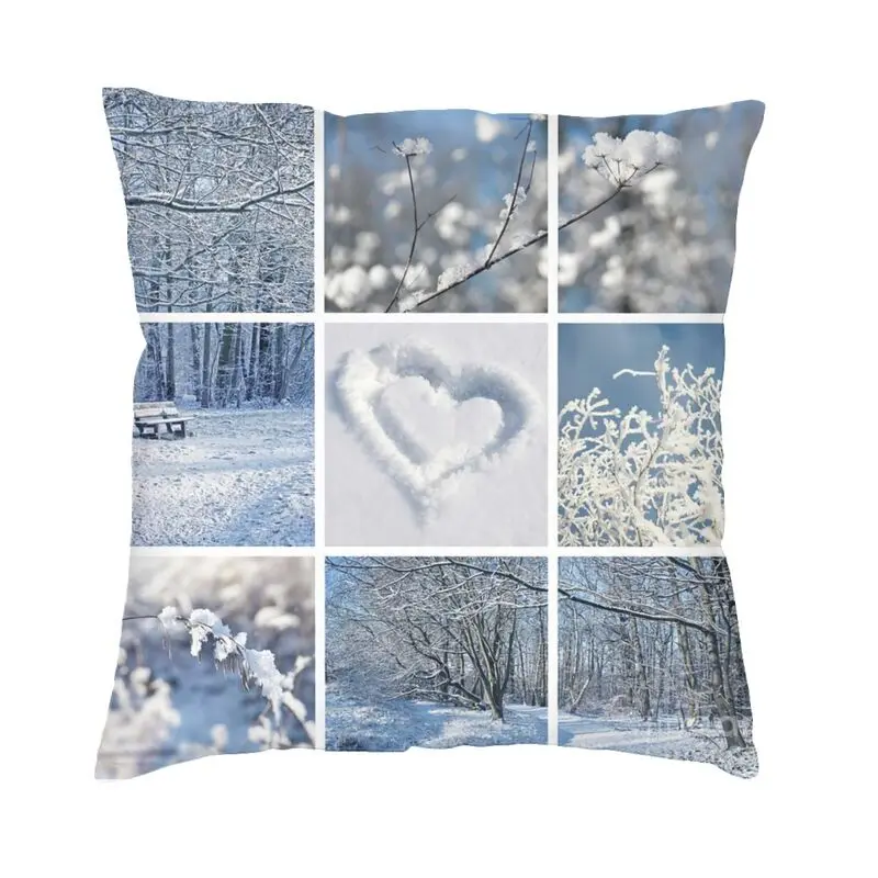 

Luxury Merry Christmas Snowflake Cushion Cover Xmas White Winter Snow Pillow Case For Sofa Car Square Pillowcase Home Decorative
