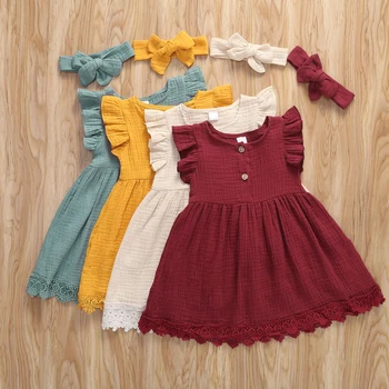 2020 Baby Summer Dresses Cute Lace Infant Kids Girls Cotton Solid Dress Ruffled Sleeveless Sundress+Headband 2Pcs Casual Gown 
2020 Baby Summer Dresses Cute Lace Infant Kids Girls Cotton Solid Dress Ruffled Sleeveless Sundress+Headband 2Pcs Casual Gown