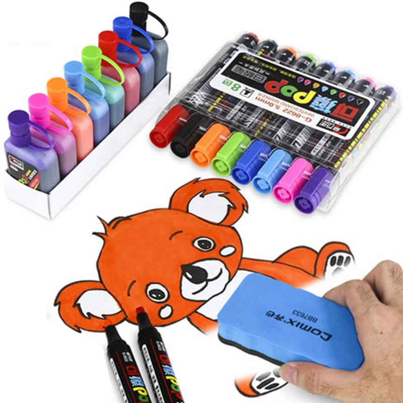 KNOW POP Whiteboard Marker/Ink 8 Colors Flat Thick Head 5/12mm Water-based Repeated Filling Erasable Pen New G-0622/0625/0311
KNOW POP Whiteboard Marker/Ink 8 Colors Flat Thick Head 5/12mm Water-based Repeated Filling Erasable Pen New G-0622/0625/0311