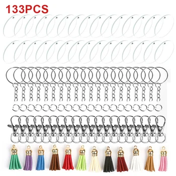 132pcs/set Clear Acrylic Circle Discs Kits Keychain Blanks + Keychain Tassels DIY Tone Keyring Blanks Key Chains 
132pcs/set Clear Acrylic Circle Discs Kits Keychain Blanks + Keychain Tassels DIY Tone Keyring Blanks Key Chains
