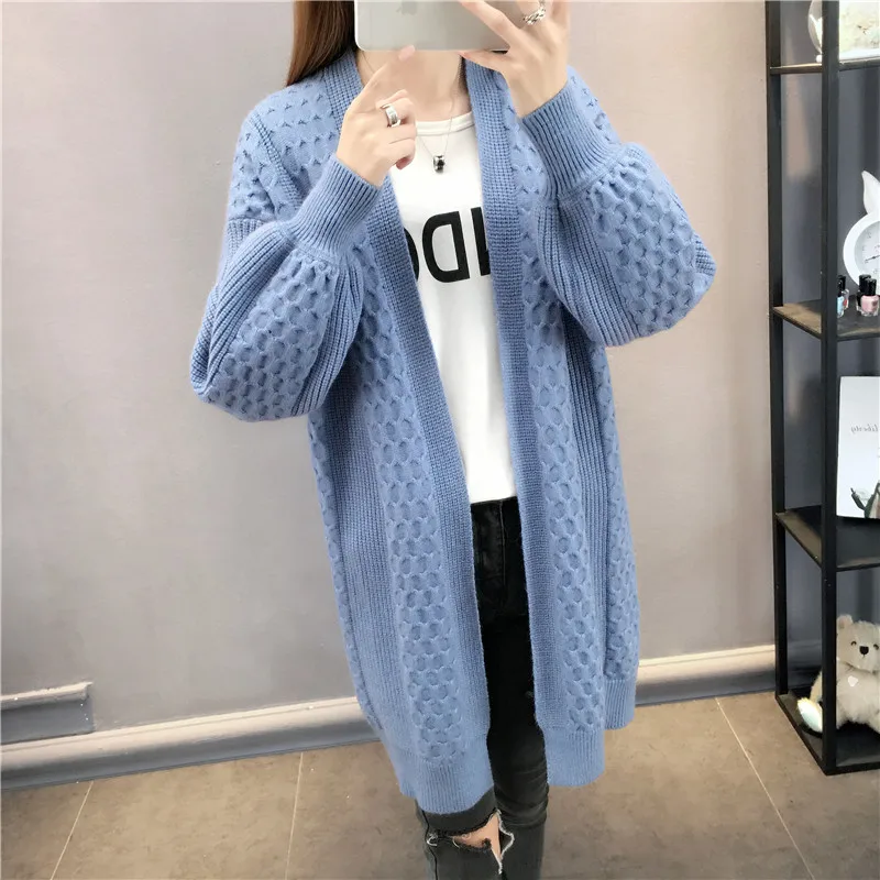 Sweater Mid-length Cardigan Solid Color Sweater WOMEN'S Coat Korean-style Versatile Loose-Fit Lantern Sleeve New Style Spring Cl
Sweater Mid-length Cardigan Solid Color Sweater WOMEN'S Coat Korean-style Versatile Loose-Fit Lantern Sleeve New Style Spring Cl