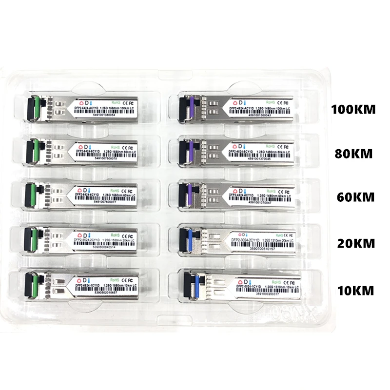 LC SFP Fiber optic module 1.25G LC 10/20/60/80/100KM 1310/1490/1550nm Single Fiber SFP Optical Module Transceiver FOR ONU OLT
LC SFP Fiber optic module 1.25G LC 10/20/60/80/100KM 1310/1490/1550nm Single Fiber SFP Optical Module Transceiver FOR ONU OLT