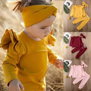 Fashion New Baby Girls Clothes Set 3Pcs Cotton Casual Toddler Children Solid Cute Ruffle T-Shirt Leggings Pants Outfits
Fashion New Baby Girls Clothes Set 3Pcs Cotton Casual Toddler Children Solid Cute Ruffle T-Shirt Leggings Pants Outfits