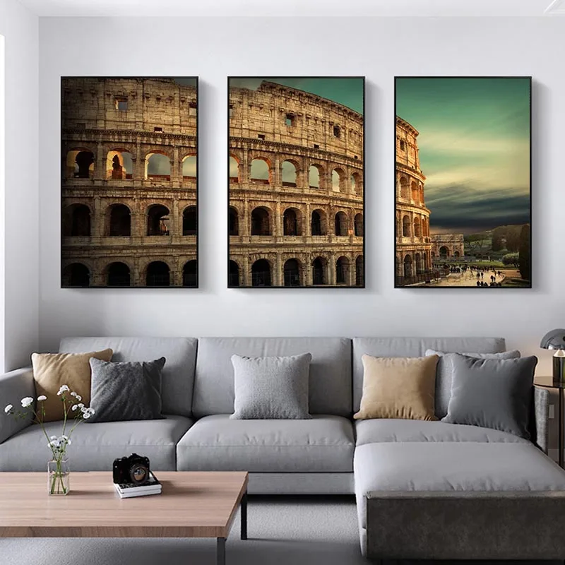 Canvas Painting Roman Colosseum European Architecture Home Decoration Poster Living Room Wall Art Picture | Дом и сад