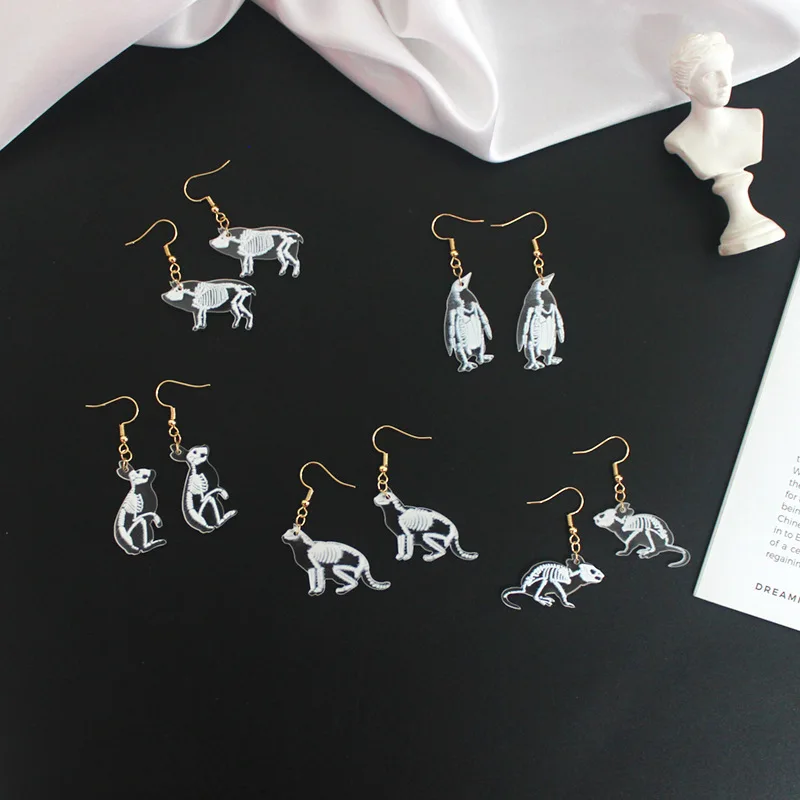 New Creative Transparent Animal Skeleton Drop Earring Mouse Rabbit Penguin Bird Pig Cat Acrylic Earrings For Women Party Jewelry
New Creative Transparent Animal Skeleton Drop Earring Mouse Rabbit Penguin Bird Pig Cat Acrylic Earrings For Women Party Jewelry