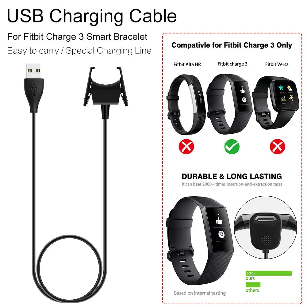 Replaceable USB Charger For Fitbit Charge 3 Charger Cable Replacement USB Charging Cable Cord Clip Dock Accessories Adapter 
Replaceable USB Charger For Fitbit Charge 3 Charger Cable Replacement USB Charging Cable Cord Clip Dock Accessories Adapter