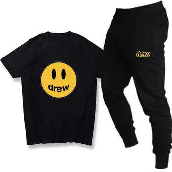 Summer Streetwear Men 2 piece set Justin Bieber Drew House Smile Face T shirt Sets Casual Tracksuit Mens cotton Sweatpants Suit
Summer Streetwear Men 2 piece set Justin Bieber Drew House Smile Face T shirt Sets Casual Tracksuit Mens cotton Sweatpants Suit